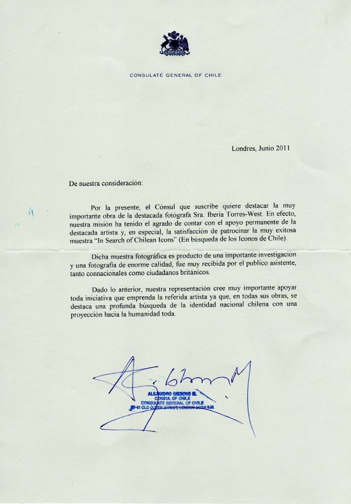 Carta Cónsul de Chile en Londres 2011